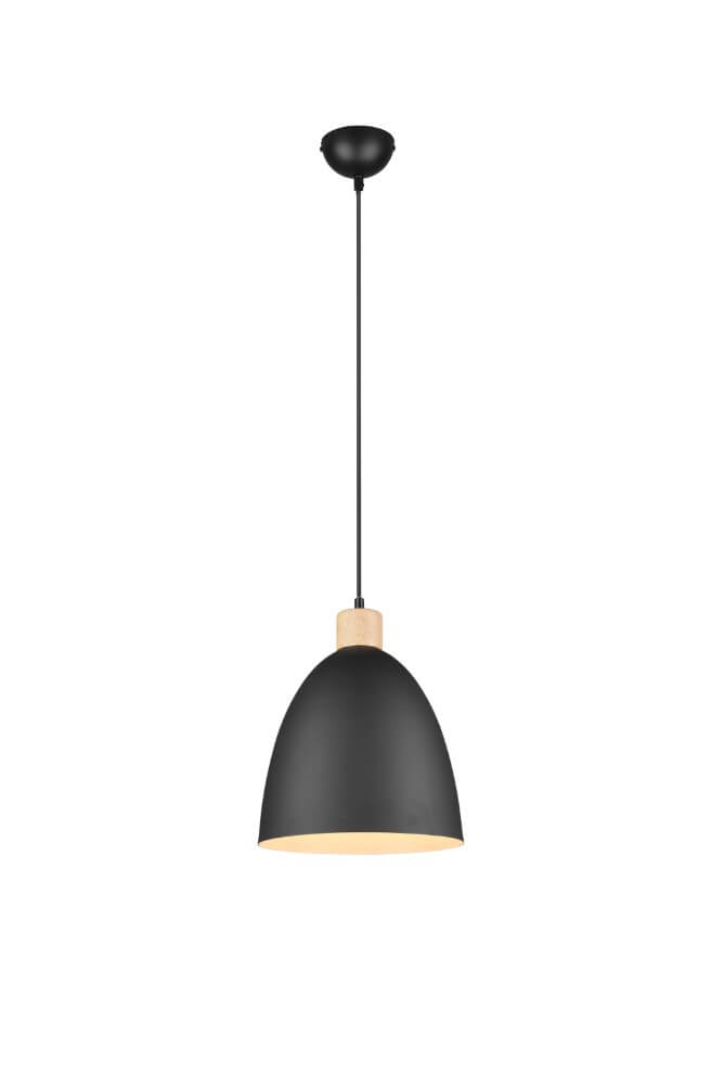 Trio HanglampJagger zwart met houtbruin - R30681032