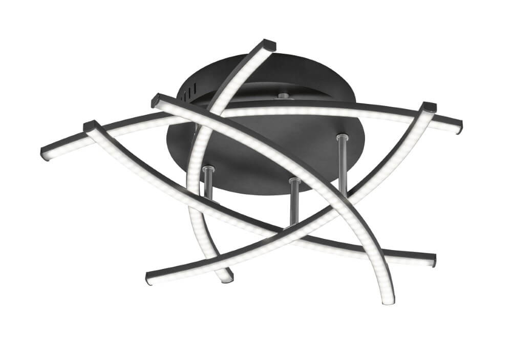 Fischer & Honsel Zwarte led plafondlampCross TW Ø 50cm - 20896
