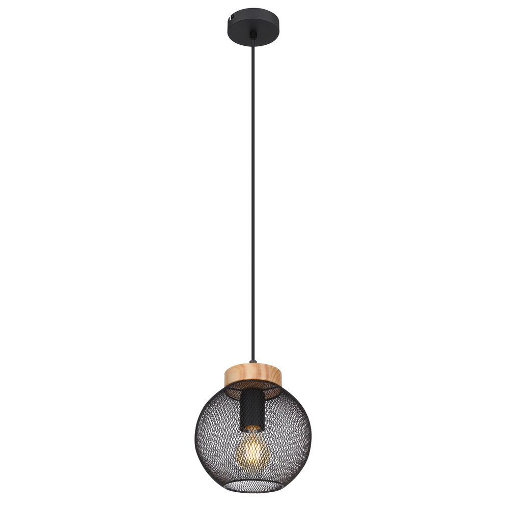 Globo HanglampPablo zwart gaas - 15663H