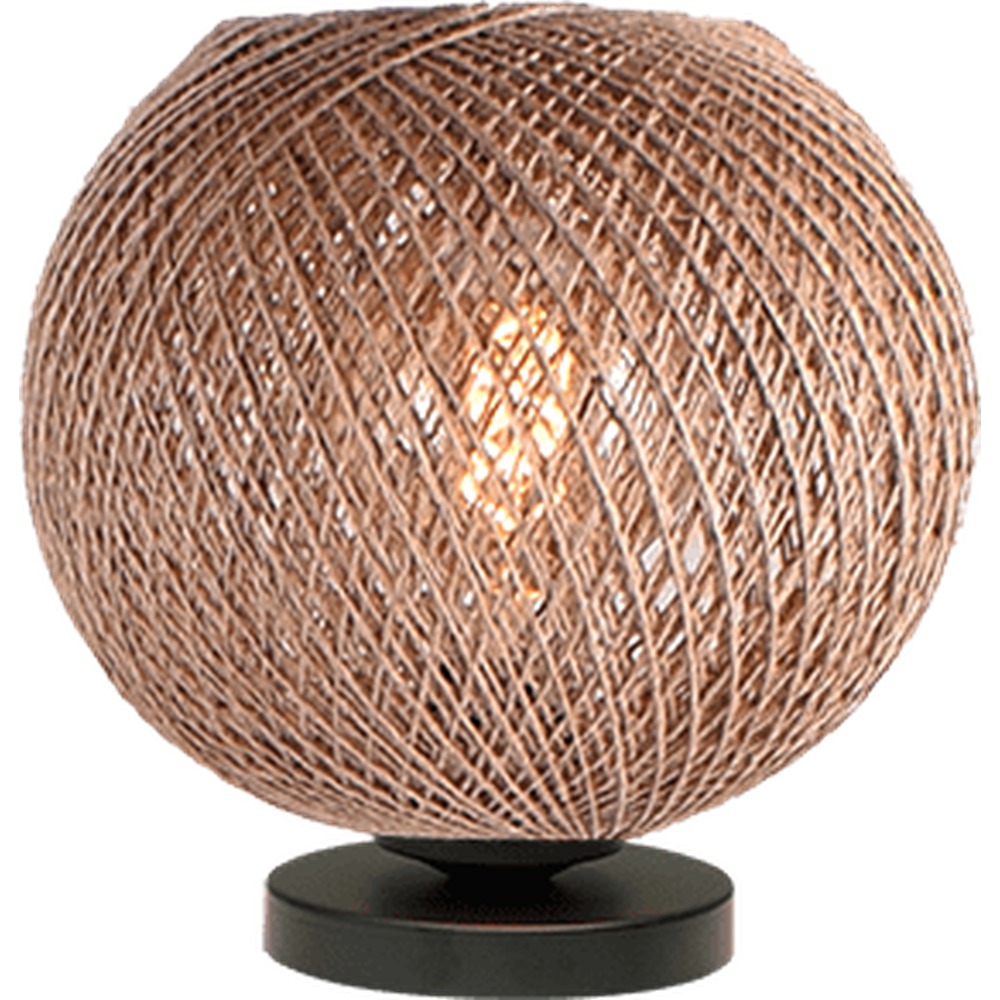 Masterlight Tafellamp Corda zwart met rotan Ø 20cm - 4235-05-20