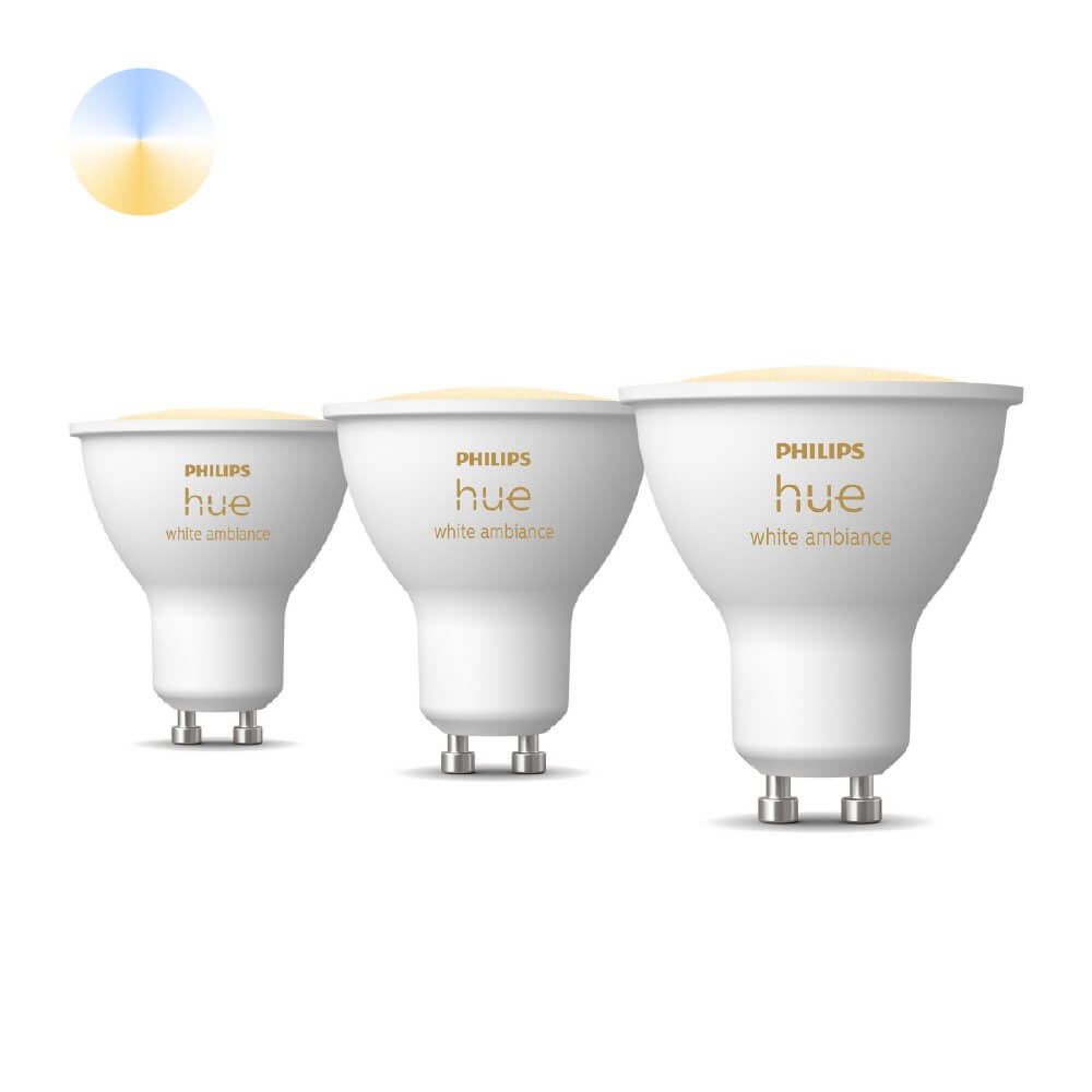 Philips LichtbronHue GU10 - 4,2W - White Ambiance set van 3 - 929003666703 afbeelding