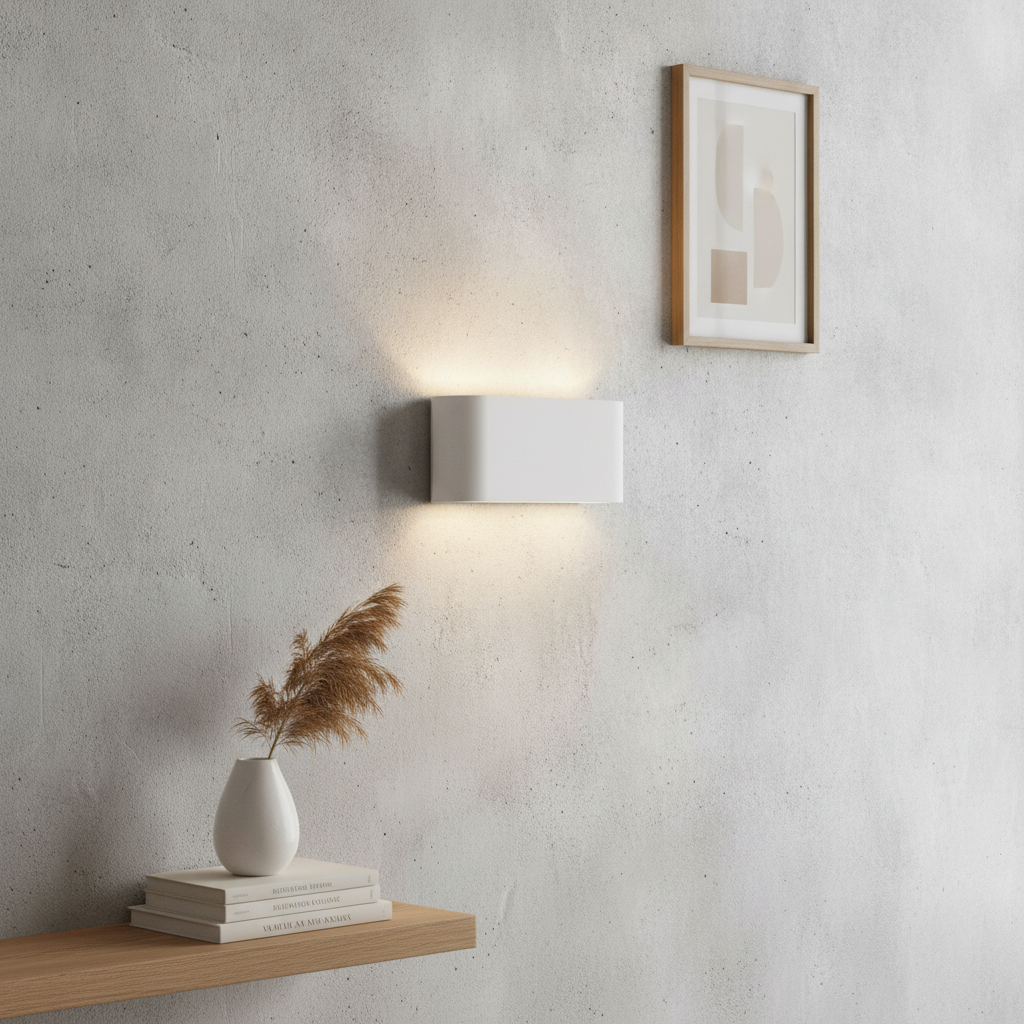 Artdelight Unieke wandlamp Lille wit met ribbels - WL 8102R WI
