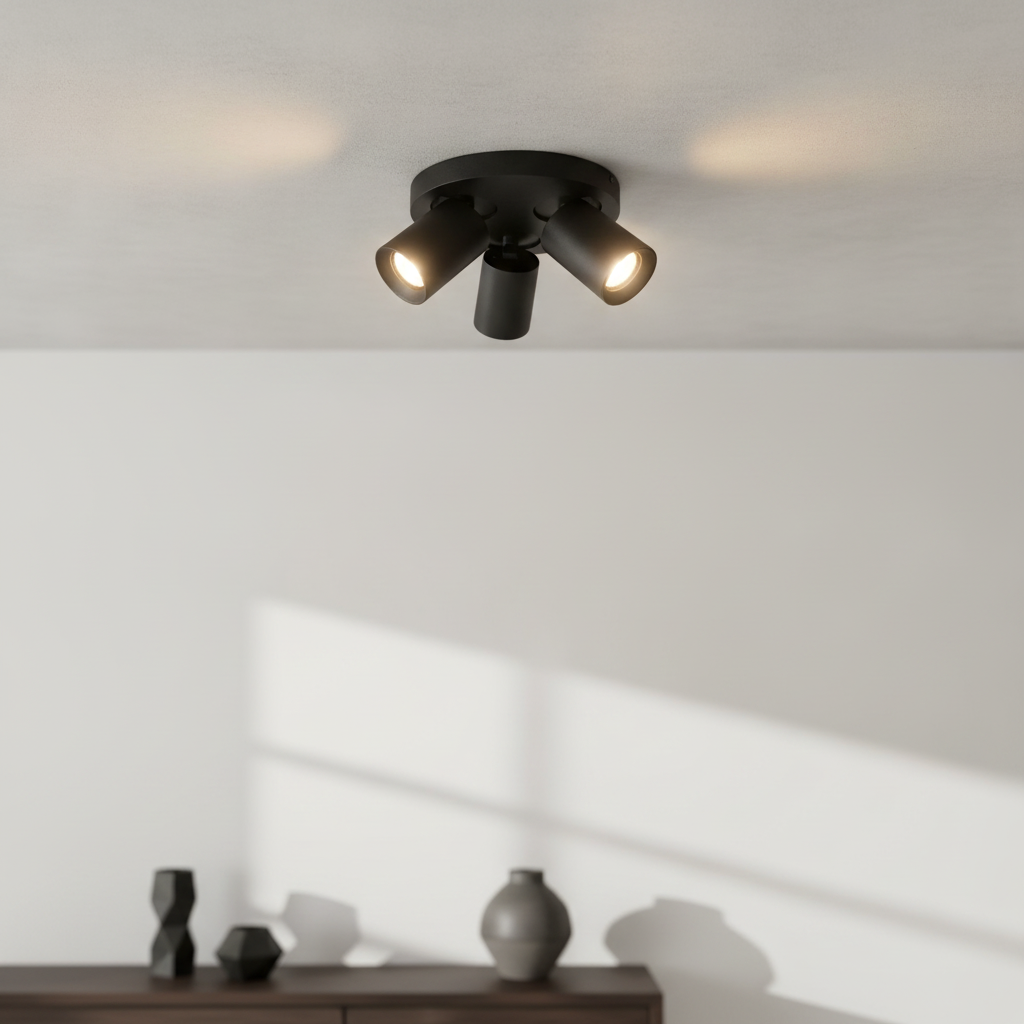 Artdelight Ronde plafondlamp Megano 3-lichts zwart - PL MEGANO3-RO ZW