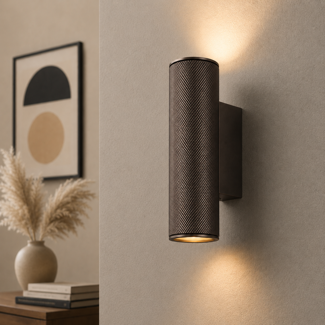 Artdelight Wandspot structuur Rocco Bruin met zwart - WL ROCCA BN