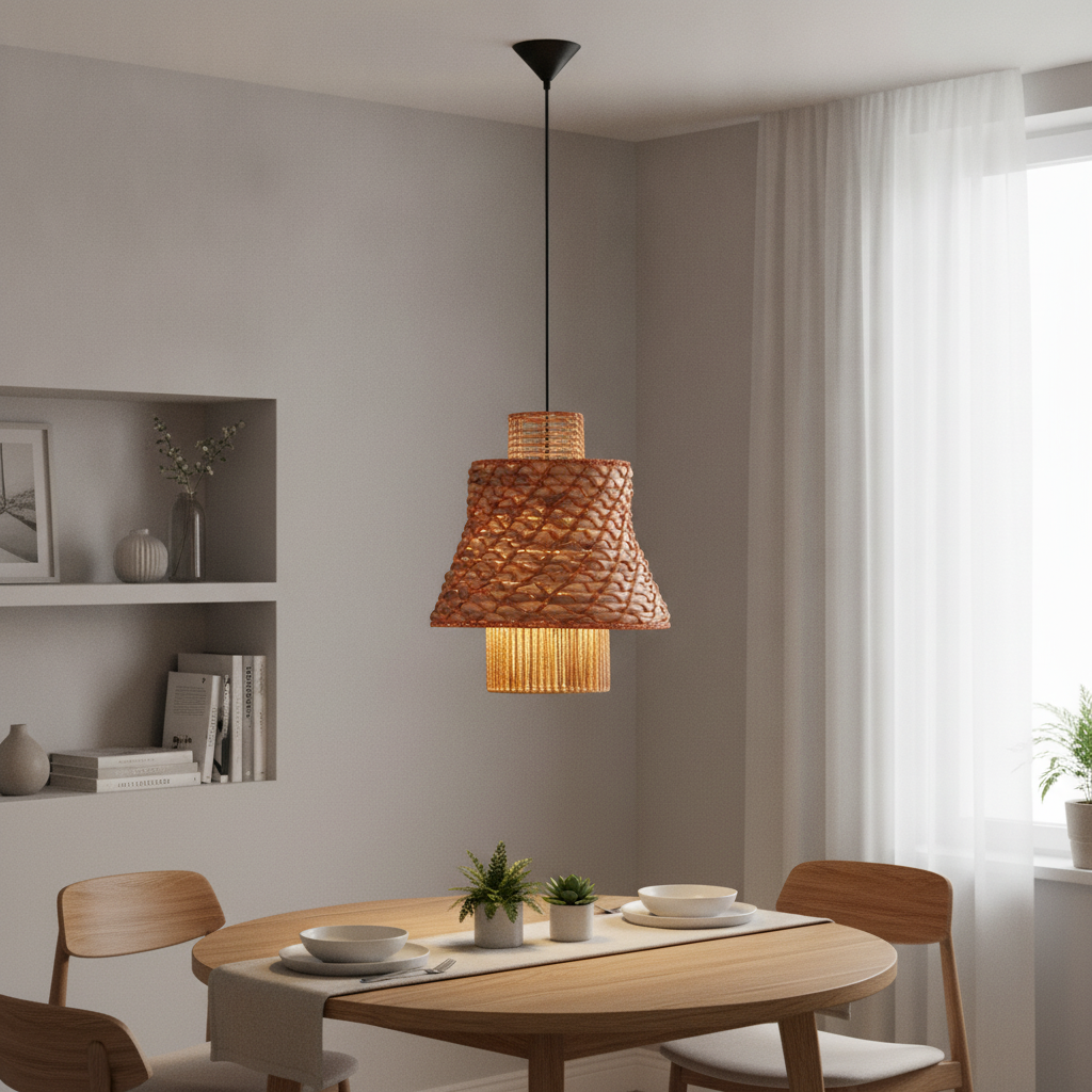 Lyora Rotan hanglampMande bruin met oranje - 9586610