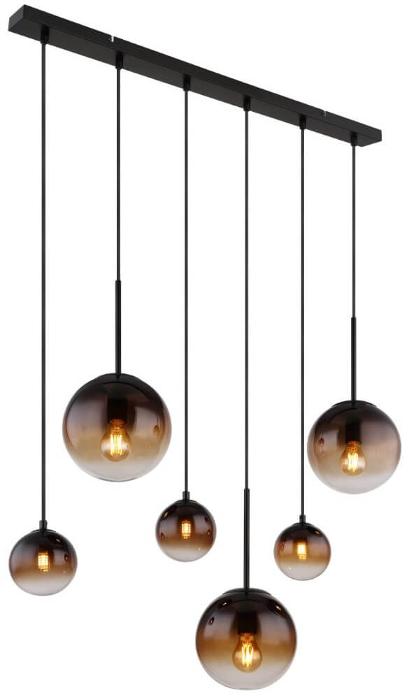 Globo Zwarte hanglamp Hallie met uniek glas - 15167-6