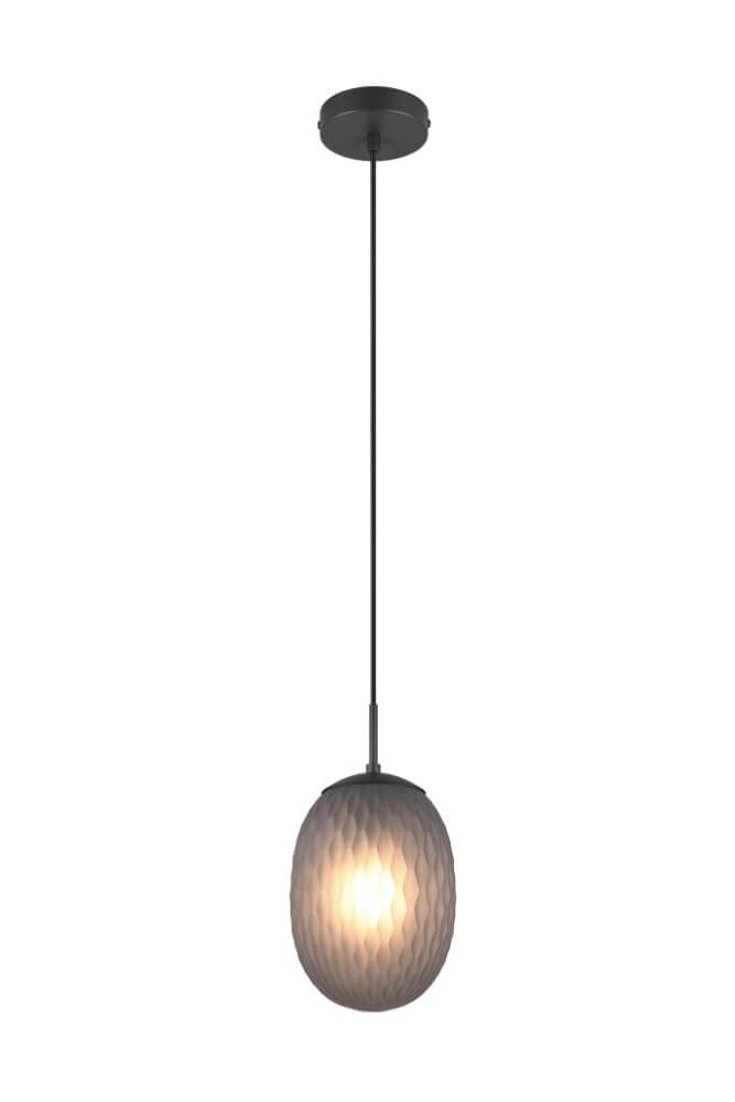 Trio Glazen hanglampFacette met geribbeld smoke glas - 364200154