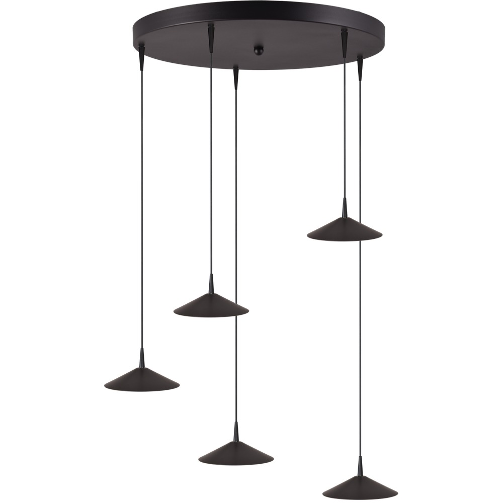 Masterlight 5-lichts hanglamp Ceppo zwart Ø 18cm rond - 2152-05-81-50-5-18