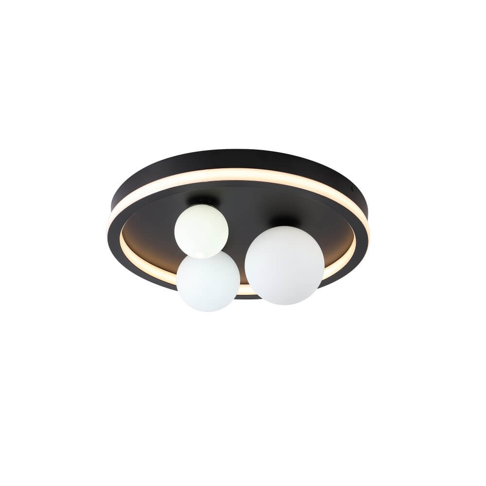 Searchlight PlafondlampTrident zwart met witte bollen - 73380BK
