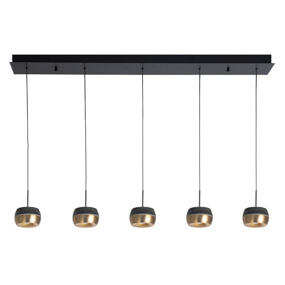 Highlight 5-lichts hanglampNova recht zwart met goud - H5193.38
