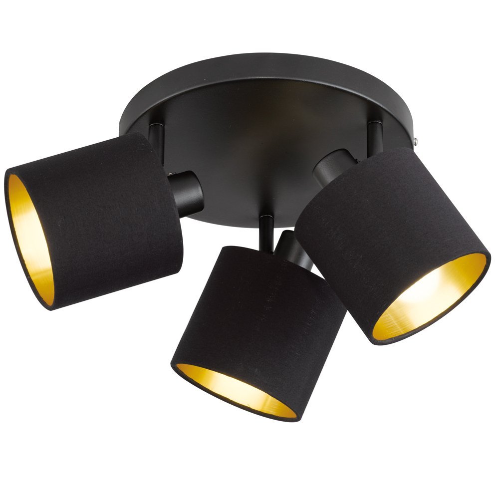 Trio PlafondspotTommy 3-lichts zwart met goud - R80333979