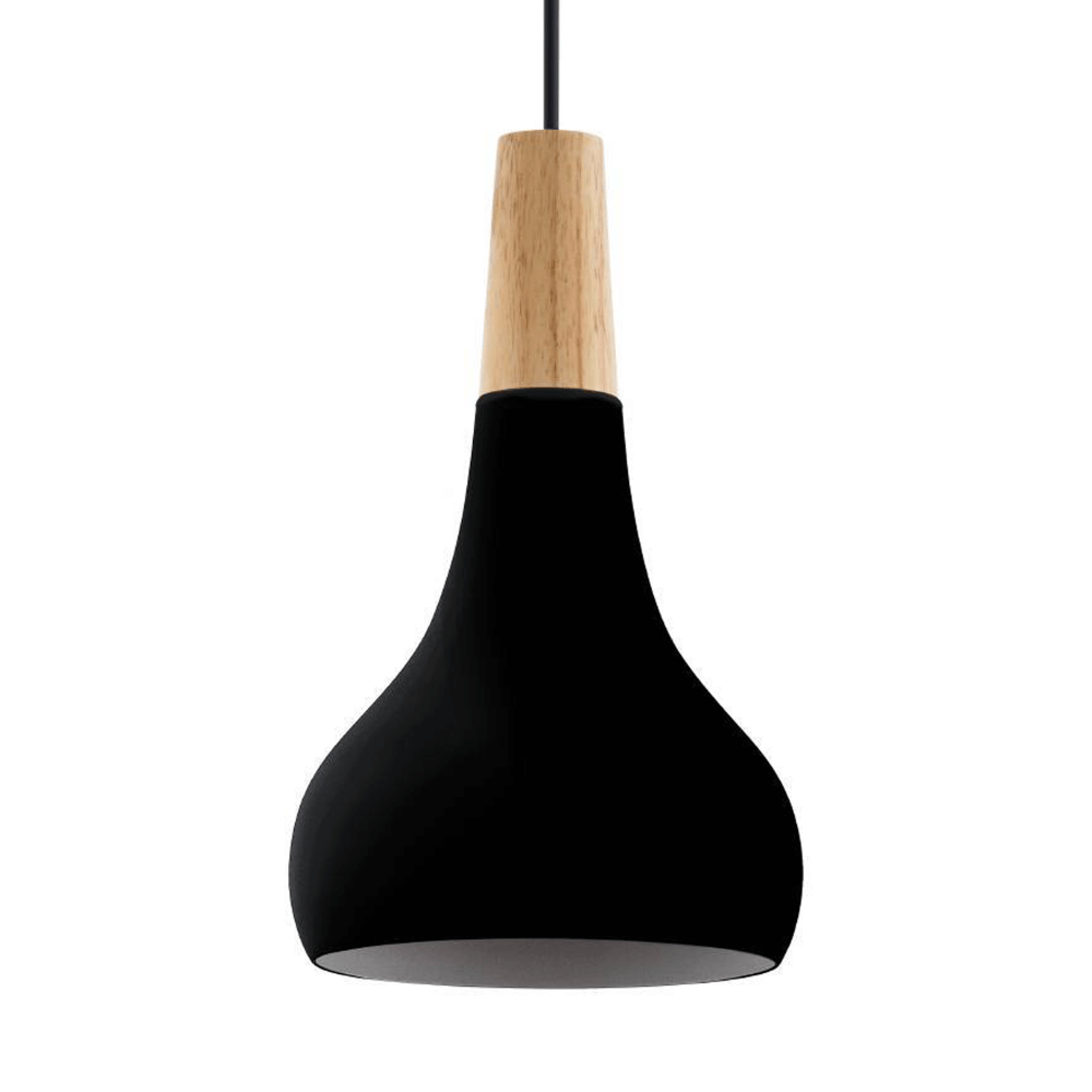 Eglo Zwarte hanglamp Sabinar Ø 18cm met hout - 900161