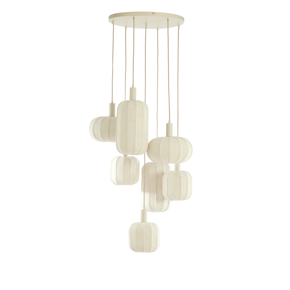 Light & Living 7L vide hanglamp Tufia linnen crème - 2992643