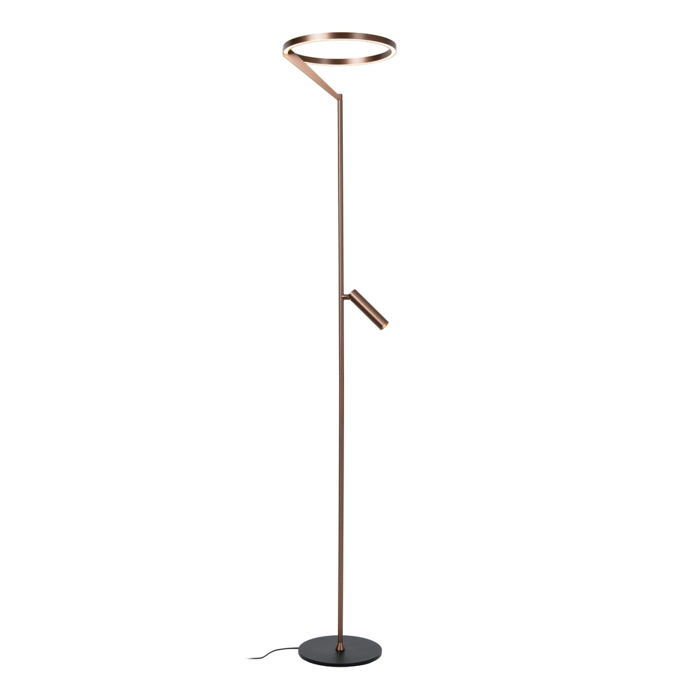 Premium by Lucide Strakke vloerlamp met leeslampApplause geborsteld roodkoper - led - 23700/20/96