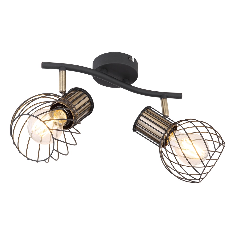 Globo PlafondlampArgusto 2-lichts zwart - 54013-2