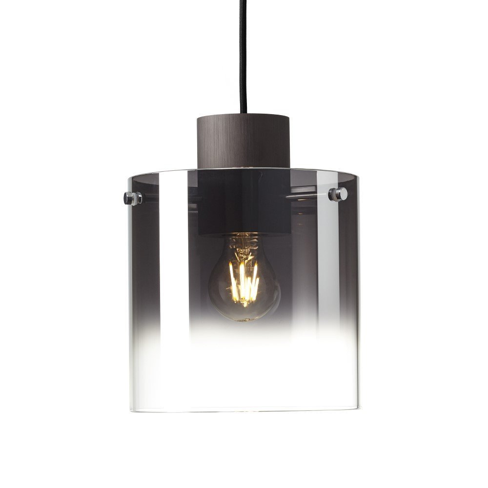 Brilliant HanglampBeth E27 zwart met smoke glas - 75570/20