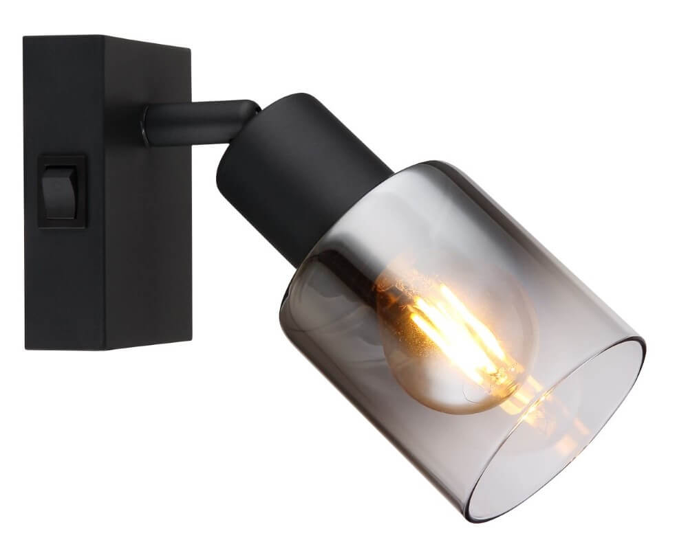 Globo Zwarte wandlamp Hubertus met schakelaar - 54308-1