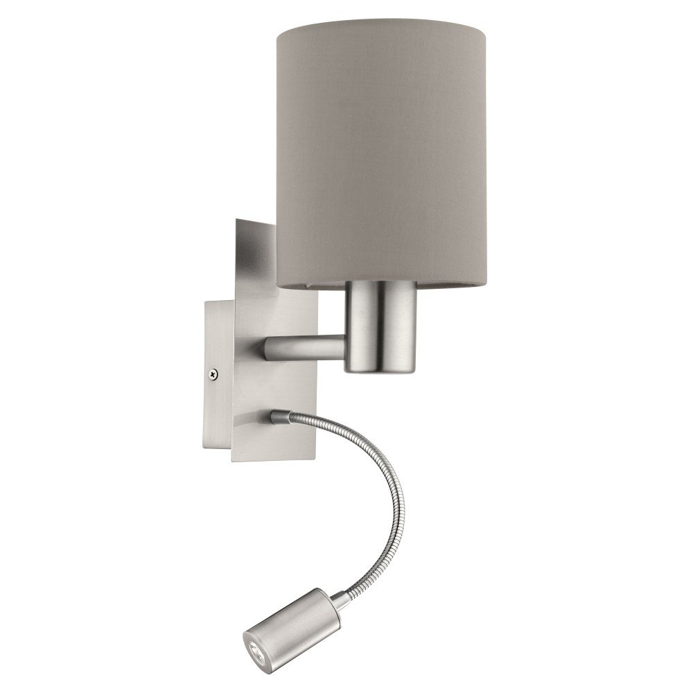 Eglo WandlampPasteri taupe kap met leeslampje - 96478