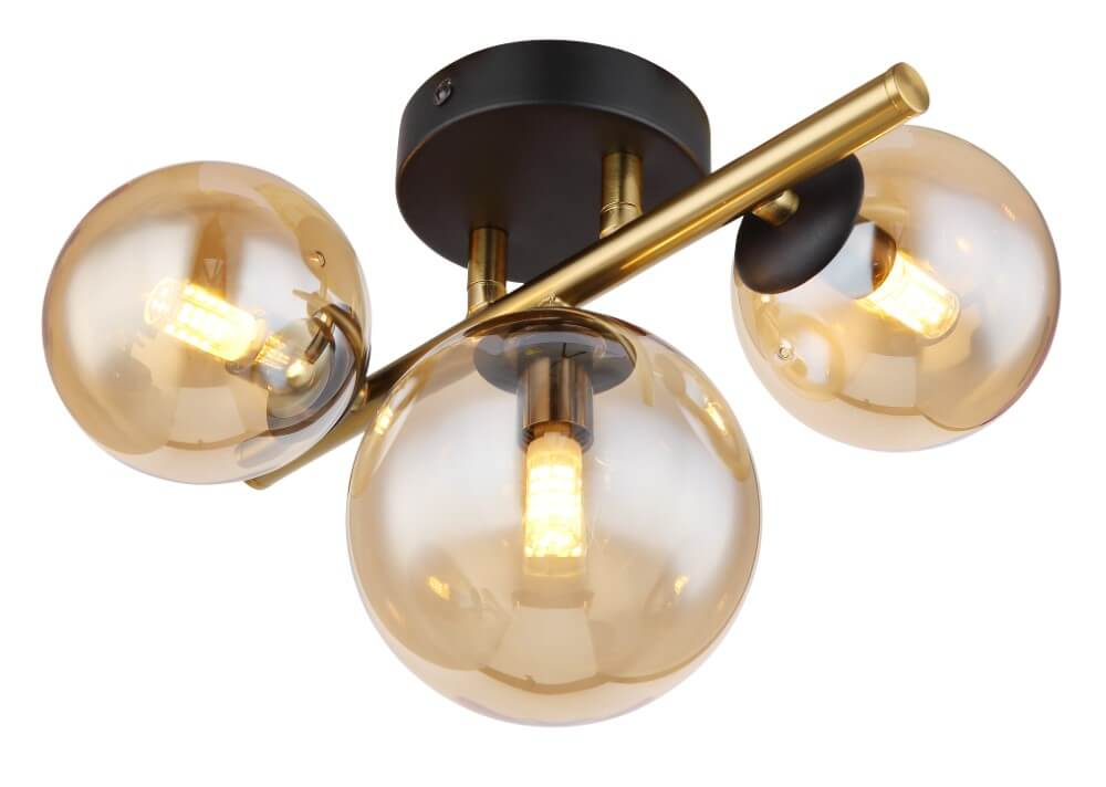 Globo Plafondlamp Riha zwart met goud 3-lichts - 56135-3W
