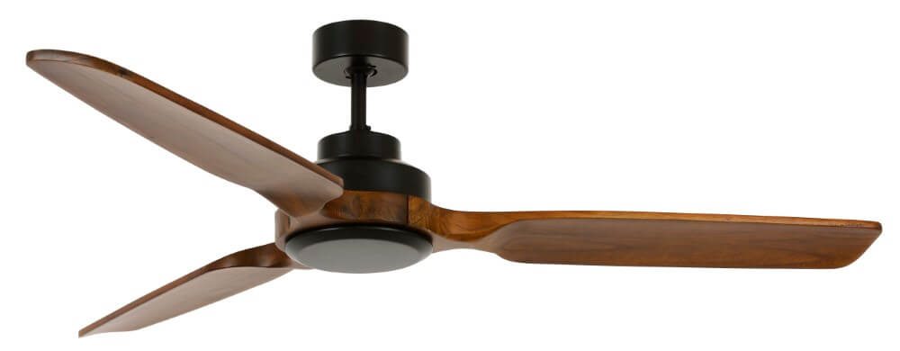 Smart Plafondventilator Zwart Met Hout Print 132cm Incl. LED Dimbaar Met Afstandsbediening Cool