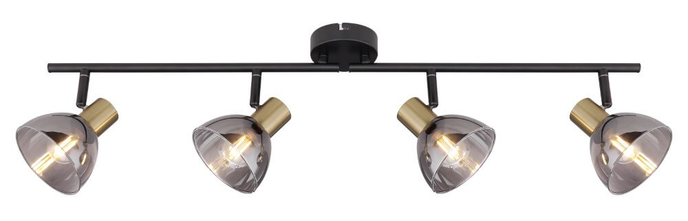 Globo 4-lichts plafondlamp Jay zwart met goud - 54305-4