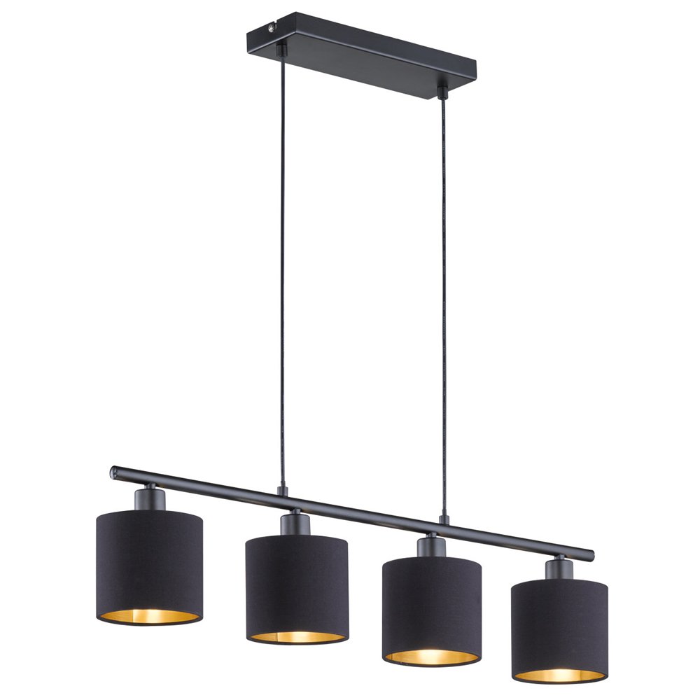 Trio Eetkamer hanglampTommy 4-lichts zwart met gouden binnenkant - R30334079