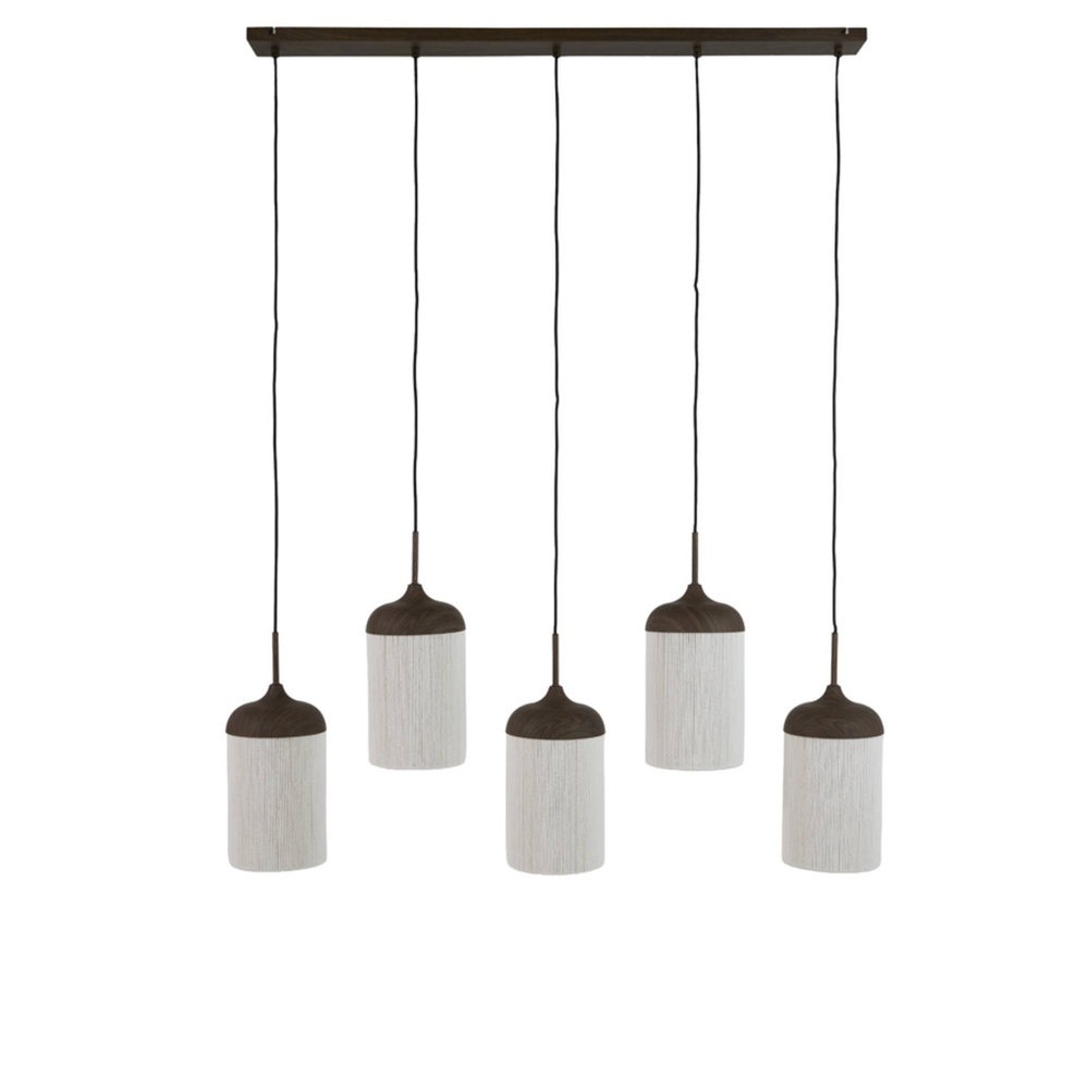 Light & Living 5-lichts hanglampDania recht zwart hout - 2998052