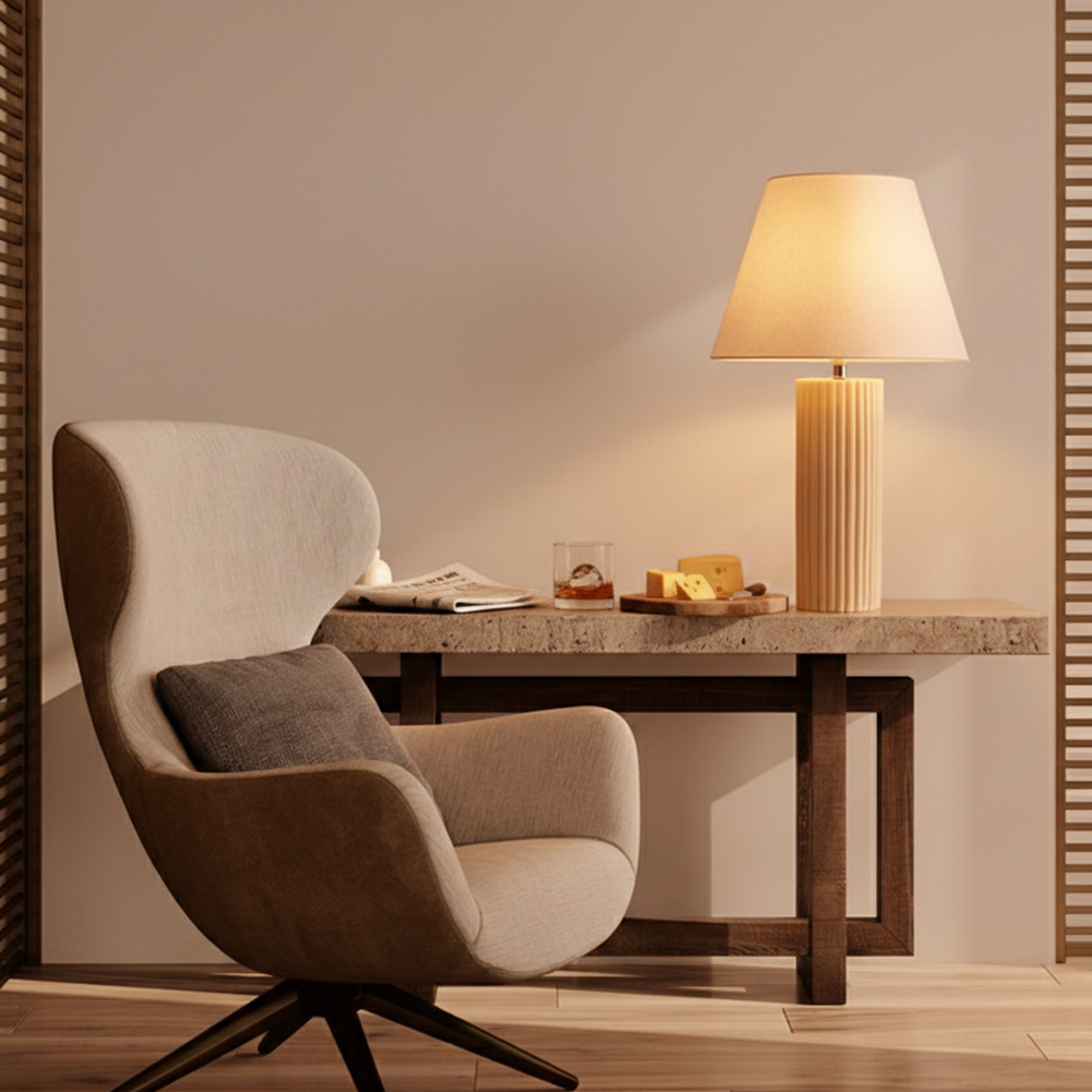 Lyora TafellampBacco beige met witte kap - 9001062
