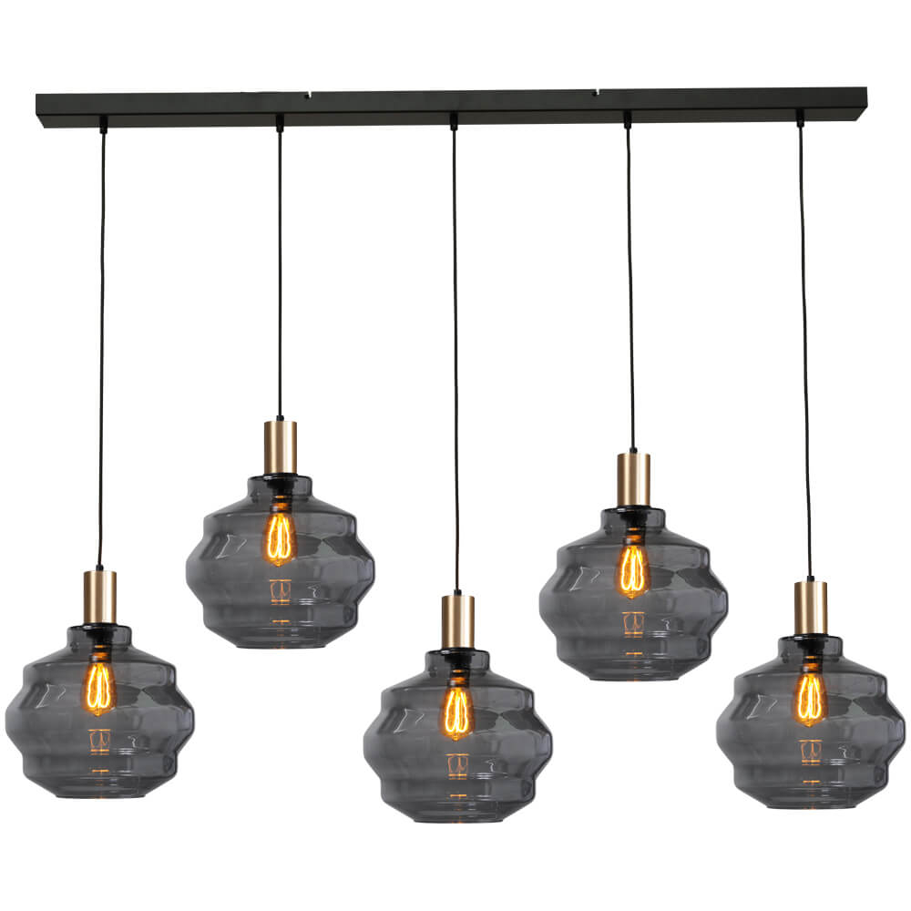 Masterlight 5-lichts hanglamp - goud - Porto met Ball smoke glazen - Ø 30cm - 2711-05-02-130-5-4