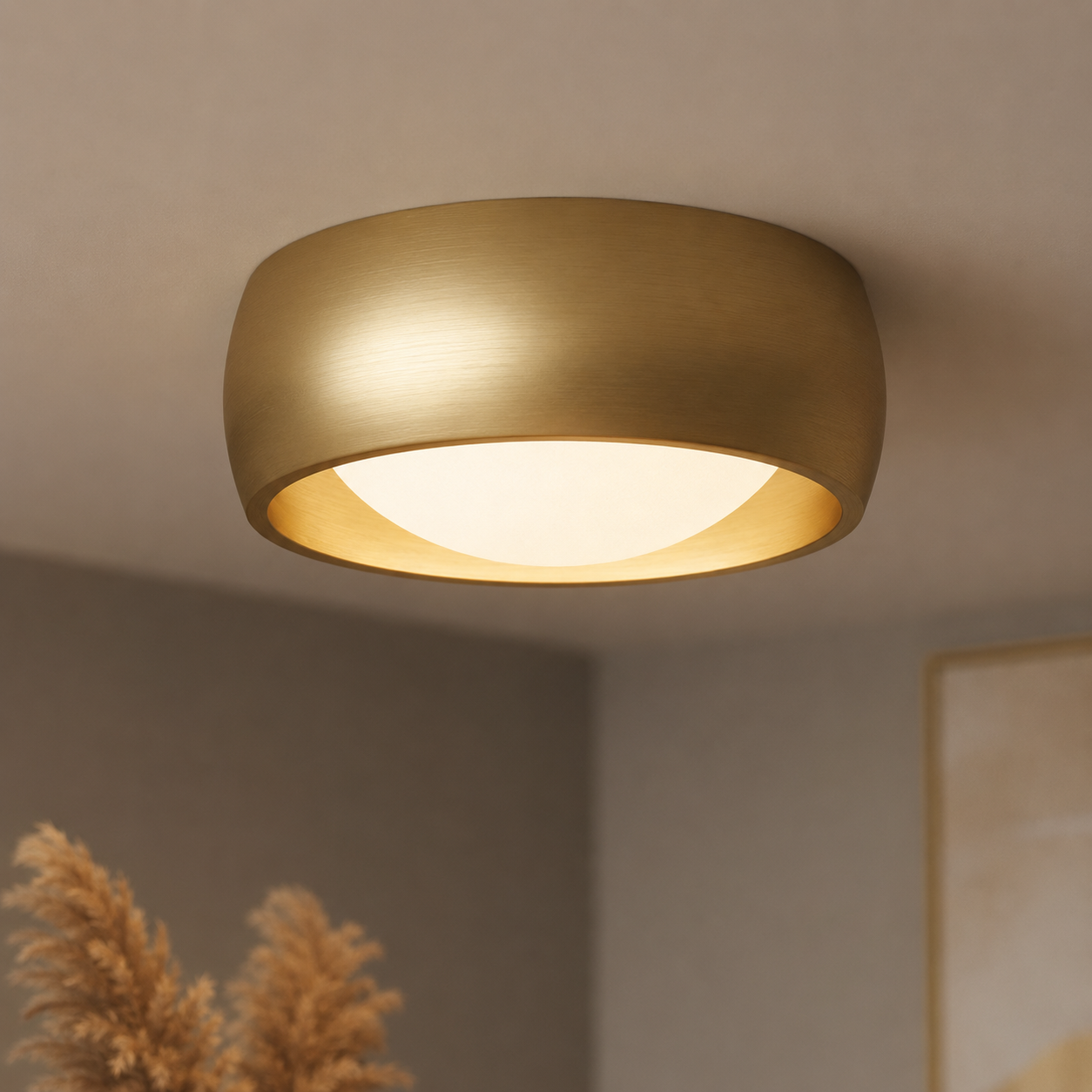 Artdelight Strakke plafondlamp Montana Ø15cm - Goud geborsteld - PL MONTANA GG