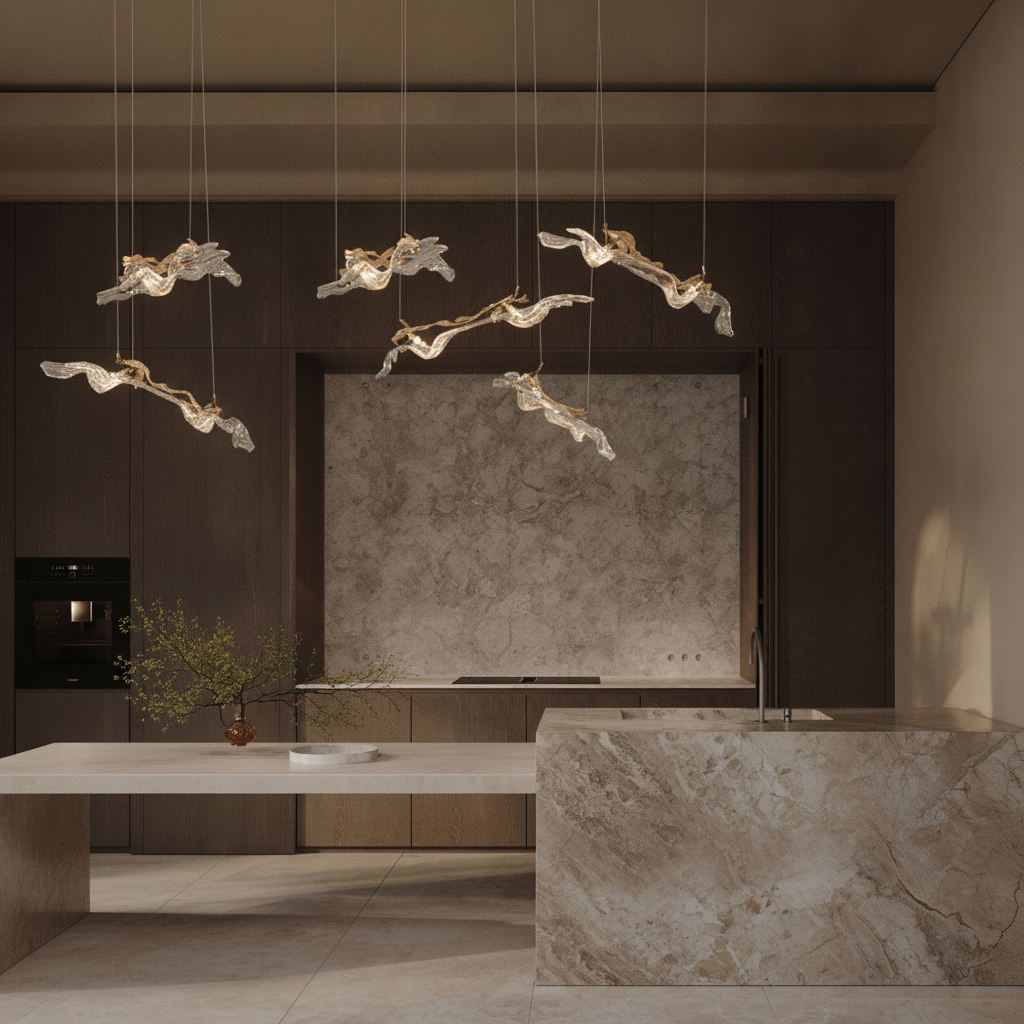 Lyora Gouden hanglampAvesa met helder glas 128cm - 9187035