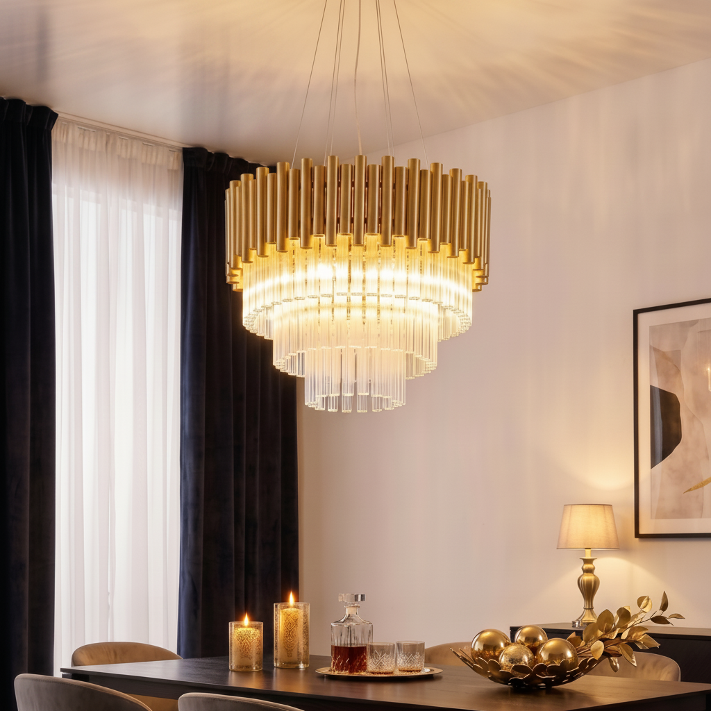 Lyora HanglampMagnolia goud met kristal Ø 50cm - 110464