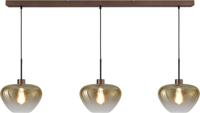 Masterlight 3-lichts hanglampGenua bruin met goud glas Ø 29cm - 2971-15-15-130-3-29