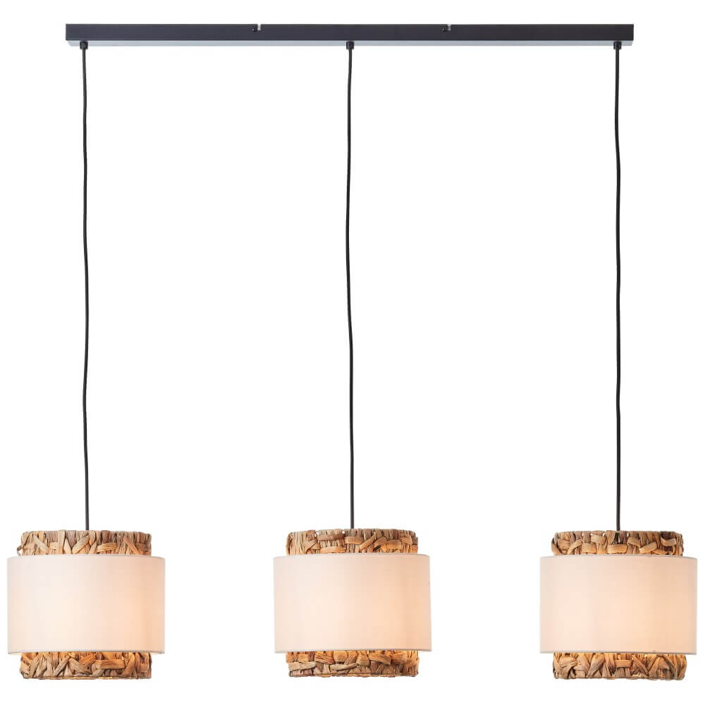 Brilliant Eetkamer hanglamp Waterlilly rotan met witte stof - 99827/09