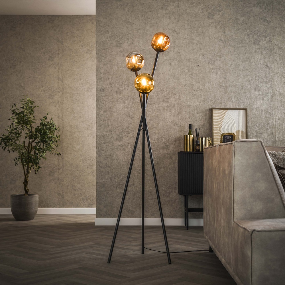 Lyora Tripod vloerlampMolecule met glazen bollen - 7776/77
