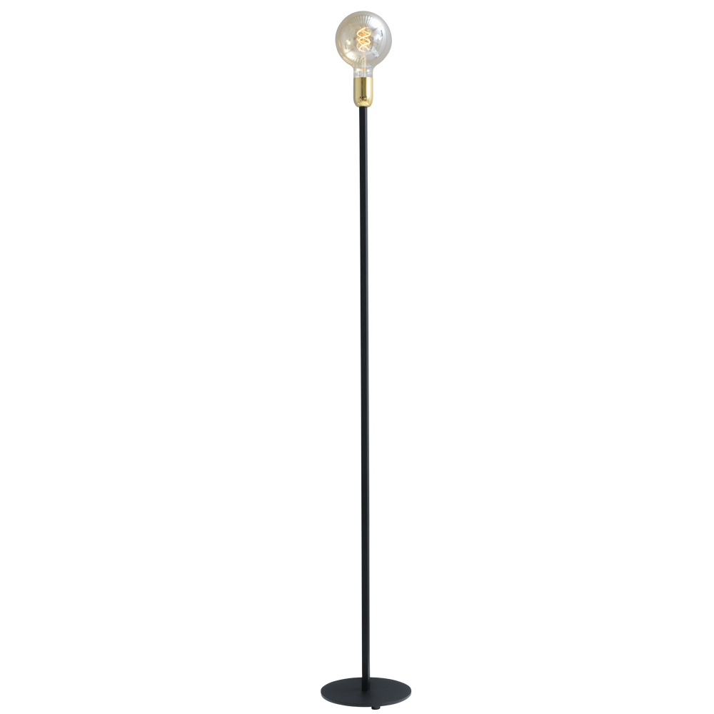 Masterlight Zwarte vloerlamp Tube 130cm met gouden fitting - 1461-05-02-130