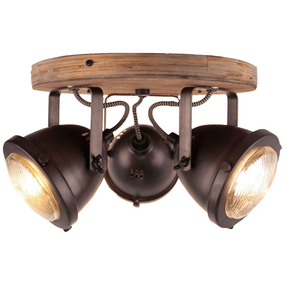 Brilliant Industriële spotCarmen Wood 3-lichts - 72034/84