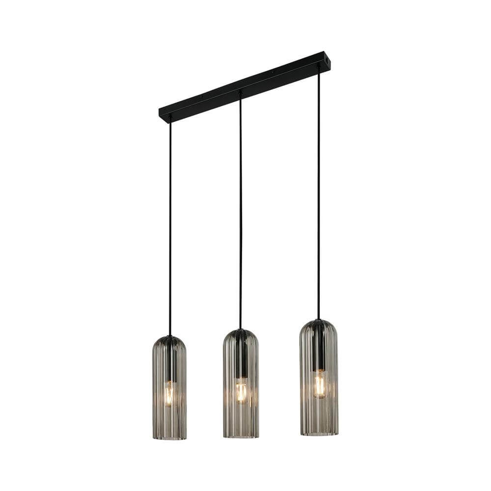 Nordlux 3-lichts hanglampMiella zwart met smoke glas - 2412533047 afbeelding