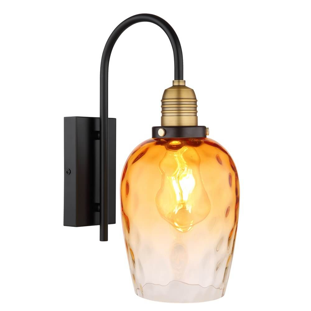 Globo Wandlamp Salvy amber glas honinggraat - 15786W