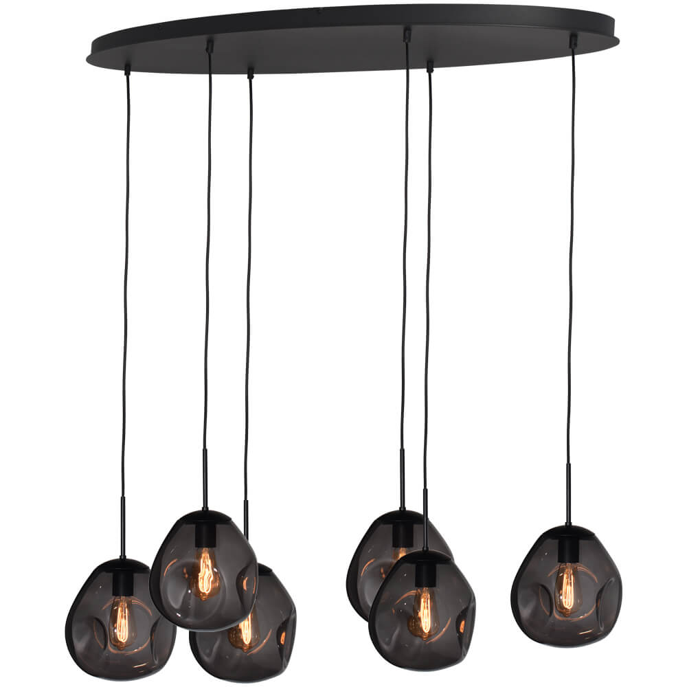 Masterlight Hanglamp Lava Oval 6x smoke glas Ø 24cm - 2764-05-130-50-60561