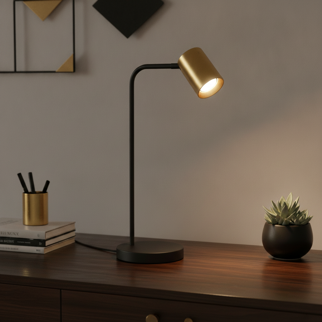 Artdelight Design tafellamp Megano zwart met goud - TL MEGANO ZW-MG
