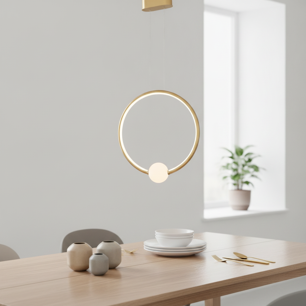 Lyora Hanglamp Celia goud met wit rond - 110149