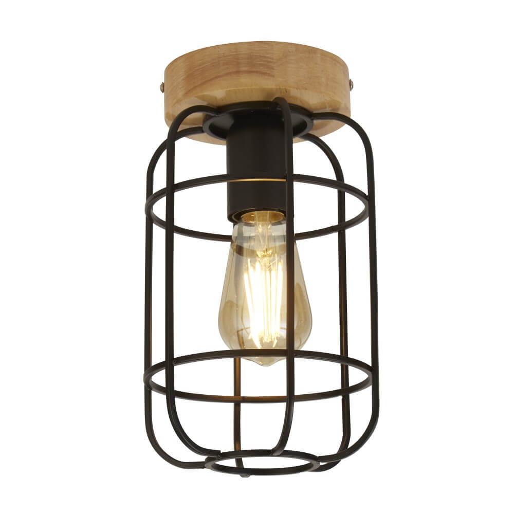Searchlight Industriële plafondlampVision Ø 15cm - 81952-1BK