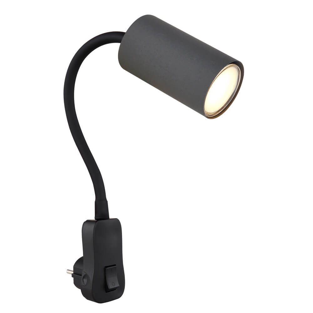 Globo Zwarte lamp Robby stopcontact met grijs - 57911DPG