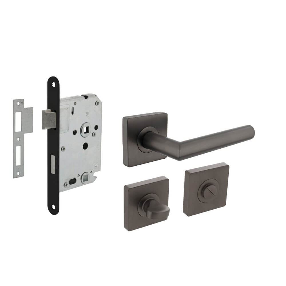 Intersteel Compleet deurklinksetBastian vierkant antraciet toilet - 0029.174799