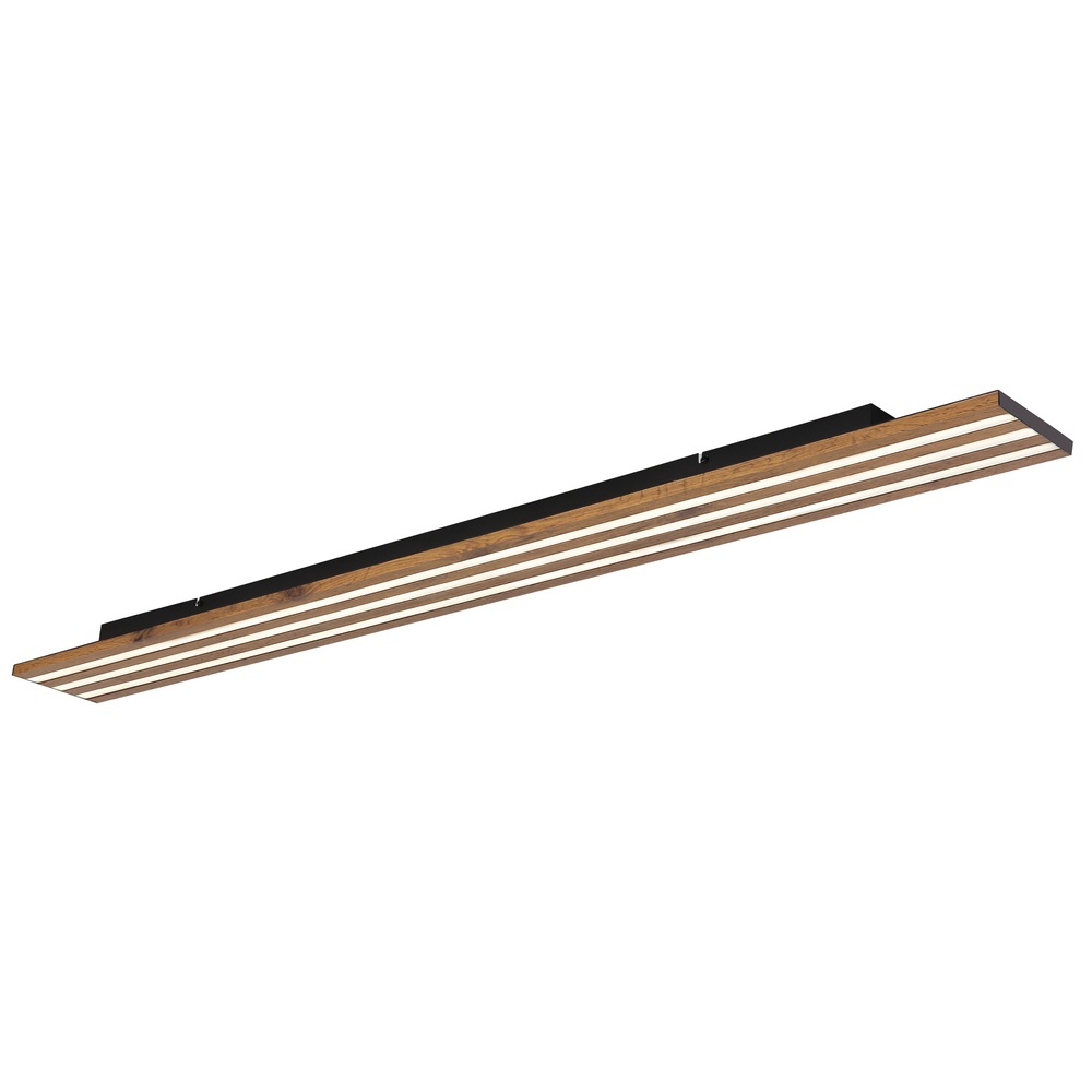 Globo Plafondlamp Hayden zwart met hout - 67347D6