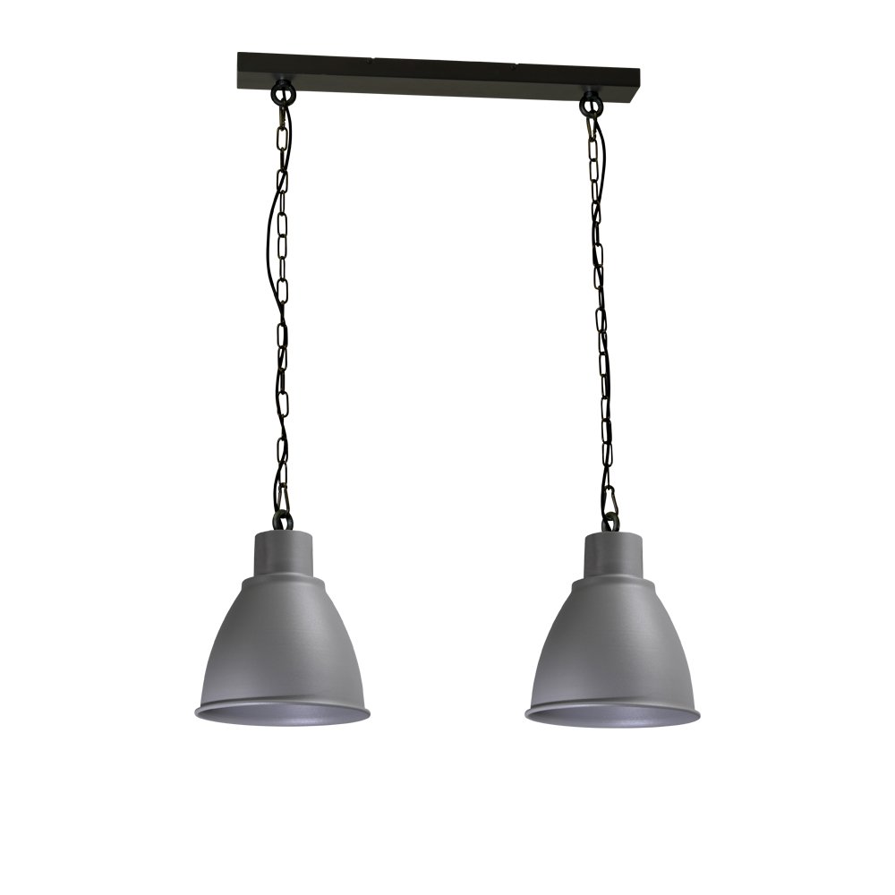 Masterlight Stoere eettafel hanglamp Industria 2x27 2-lichts zwart met betongrijs - 2007-00-00-K-70-2