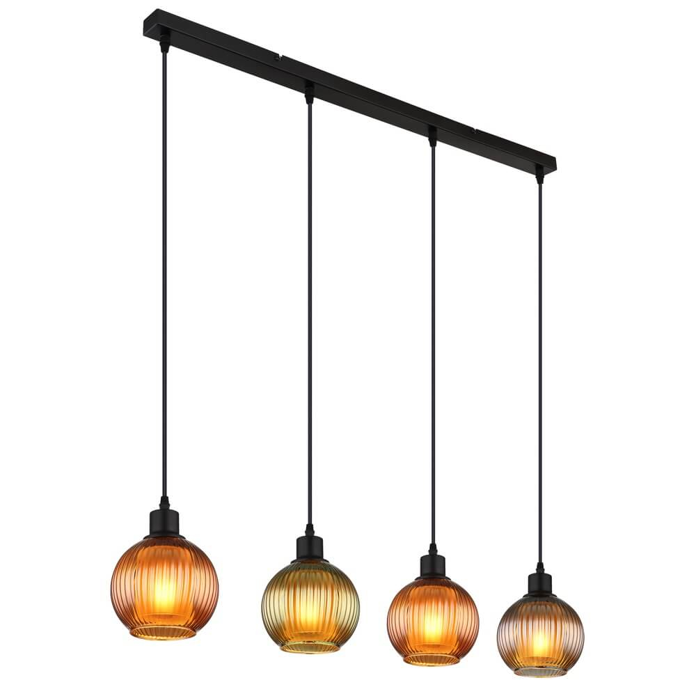 Globo Hanglamp Zumba gekleurd glas 4-lichts - 15638-4