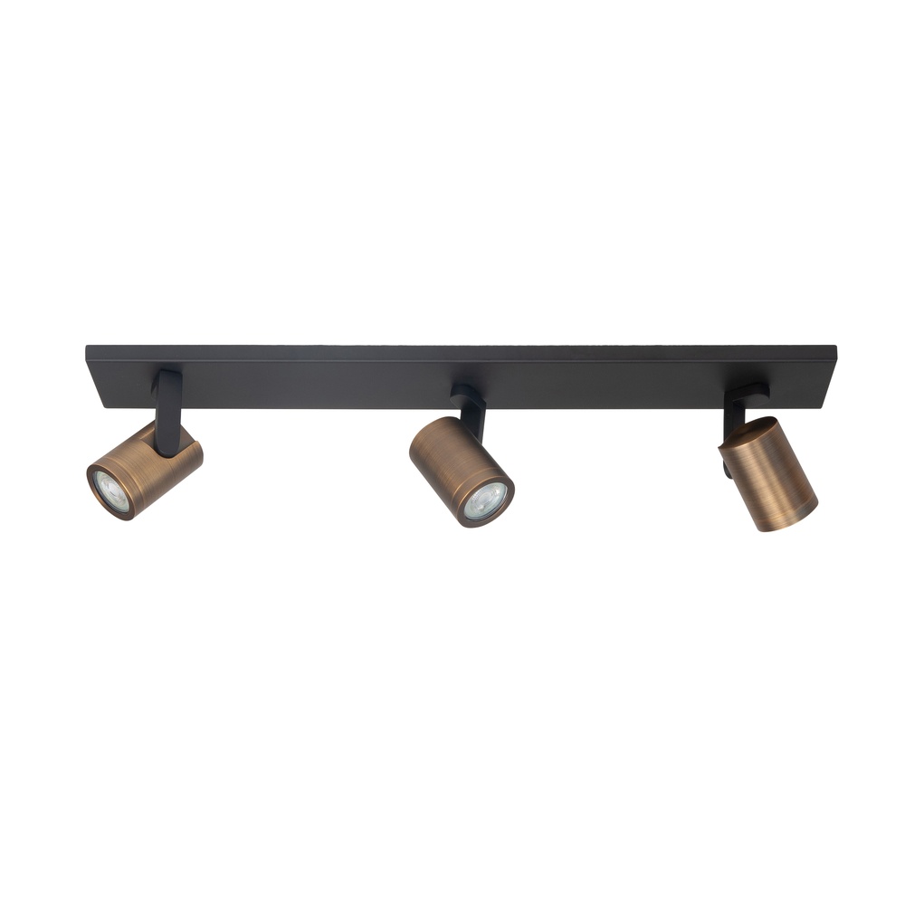Highlight Opbouwspot Halo Spot zwart met koper brons 3-lichts recht - S7149.32