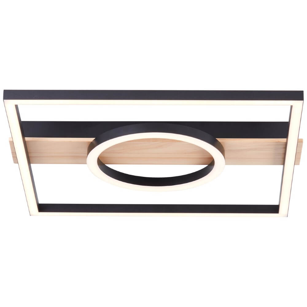 Brilliant Plafondlamp Maureen 40 x 40cm zwart met hout - G99929A76